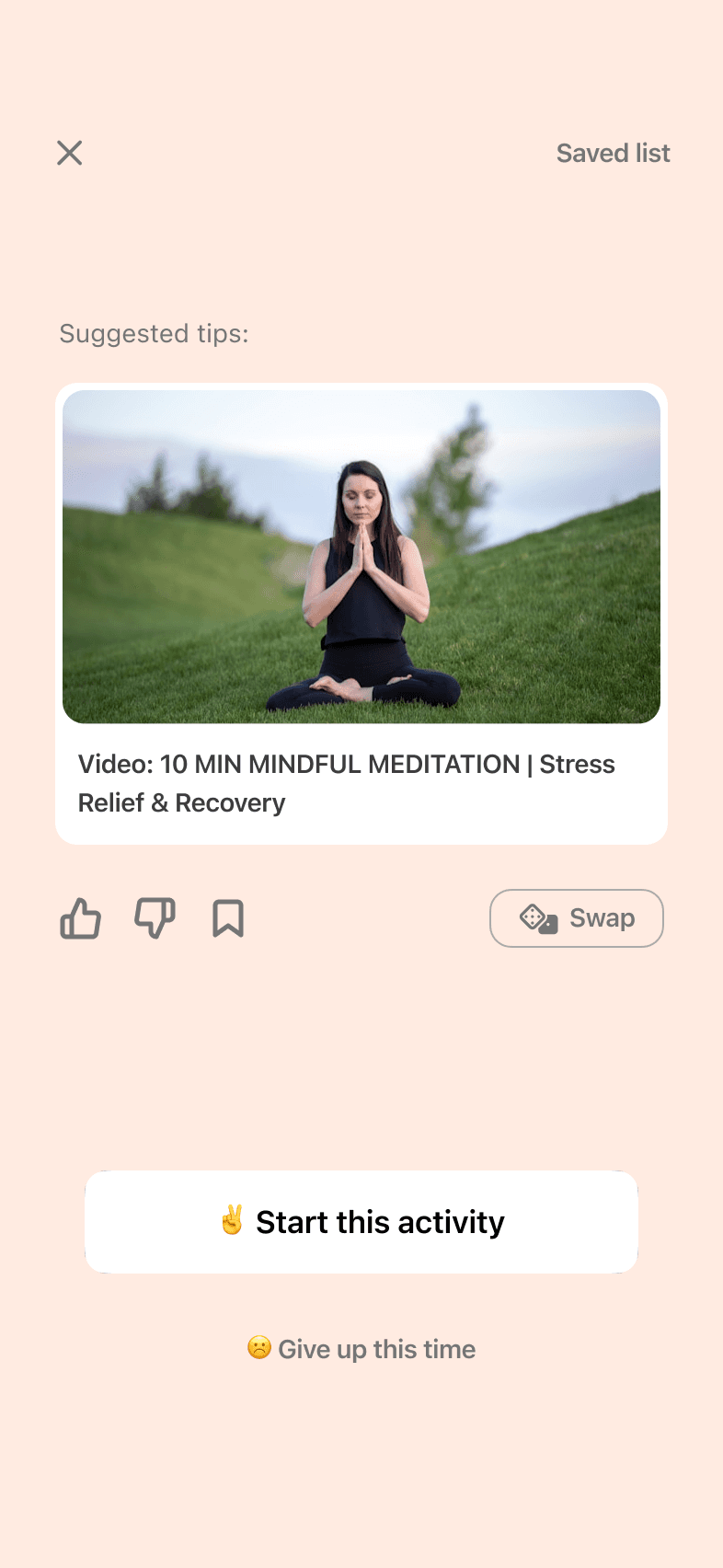 Next Break timer screen