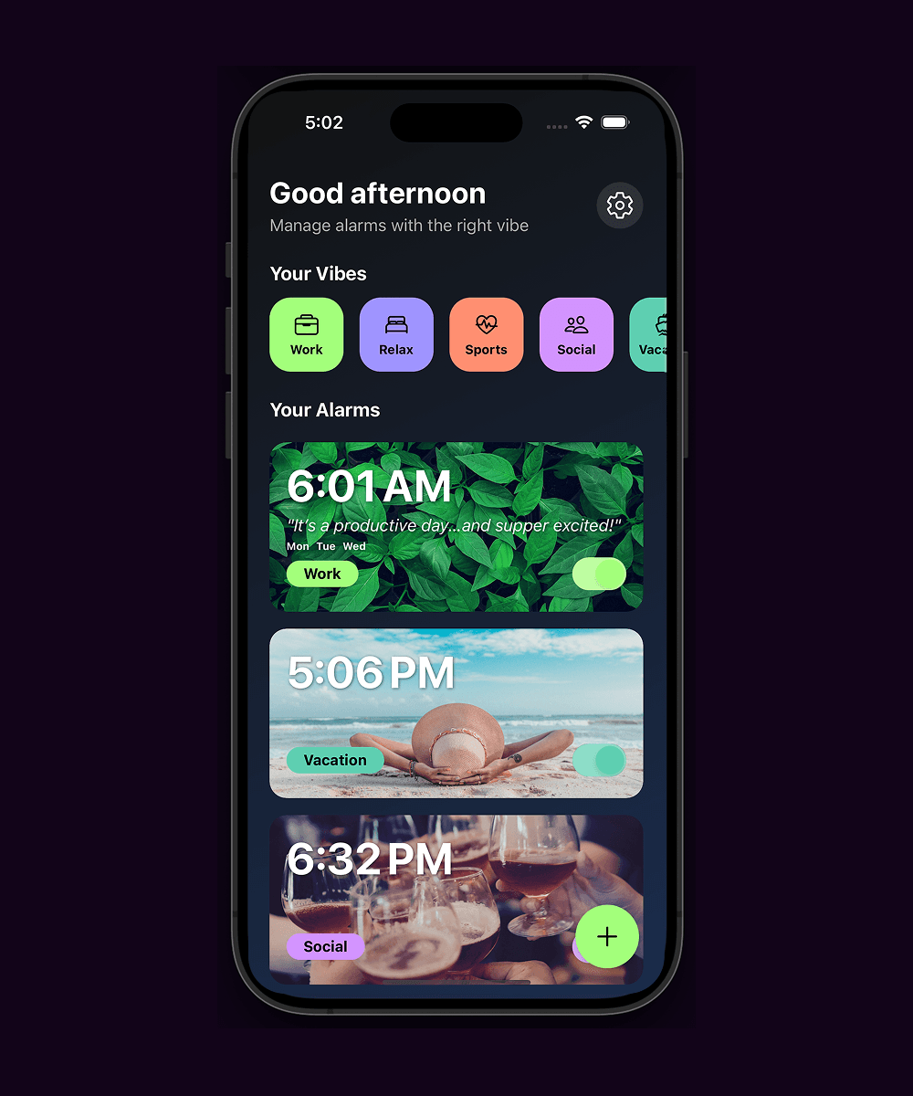 Vibe Alarm App Screenshot